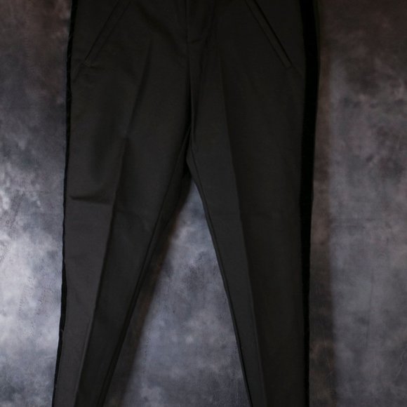 vero moda black pants with velvet detailing along each leg - Picture 2 of 14